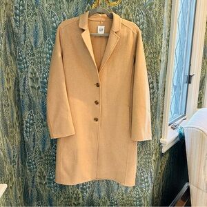 Gap Women’s Wool Blend Camel Colored Deconstructed Trench Winter Coat, Size M